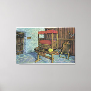 Toile Arbre de peuplier antique de Lombardie et château