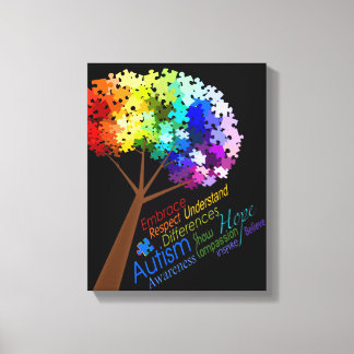 Toile Arbre de puzzle arc-en-ciel sensibilisation sur l'
