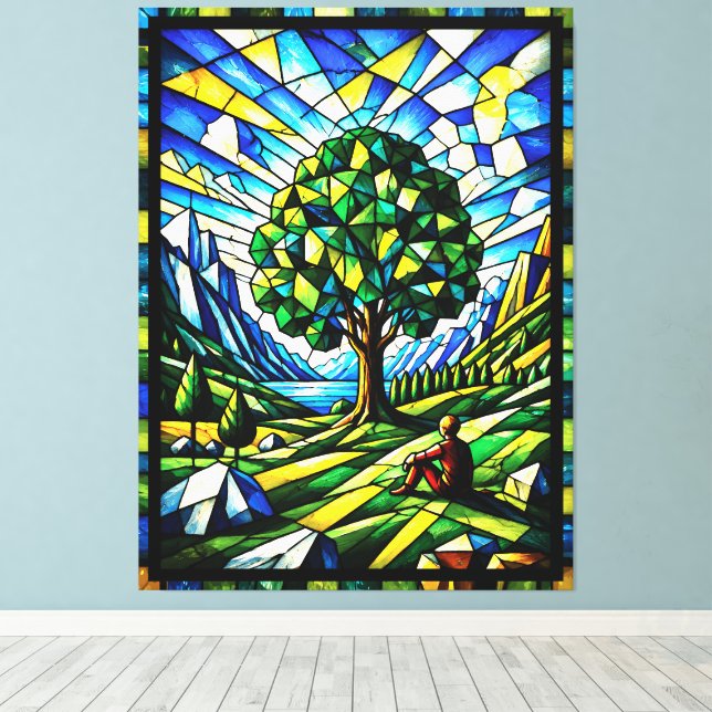 Toile Arbre de sérénité en verre coloré (Insitu (Plancher de Bois))