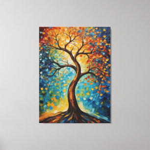 Toile Arbre de vie décor vitrail motif