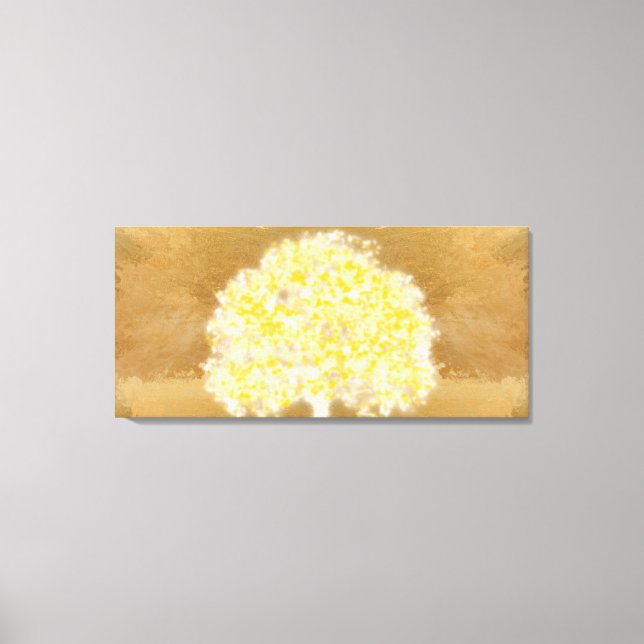 Toile Arbre de vie doré et jaune dans le ciel  (Recto)