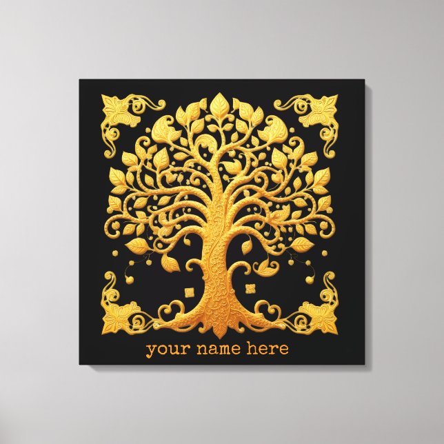 Toile Arbre de Vie Doré Luxueux (Recto)