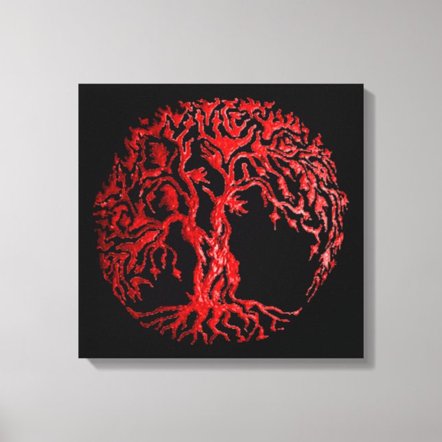 Toile Arbre de vie Mehndi (henné) (rouge) (Recto)