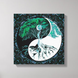 Toile Arbre de vie Nuit de la lune Yin Yang