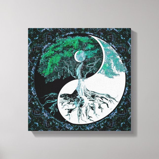 Toile Arbre de vie Nuit de la lune Yin Yang (Recto)