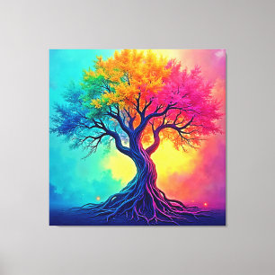 Toile Arbre de Vie Vibrant : Racines de l'Espoir