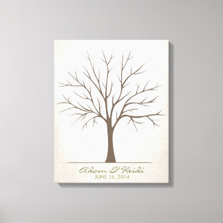 Toile Arbre d'empreintes digitales mariage - Rustique