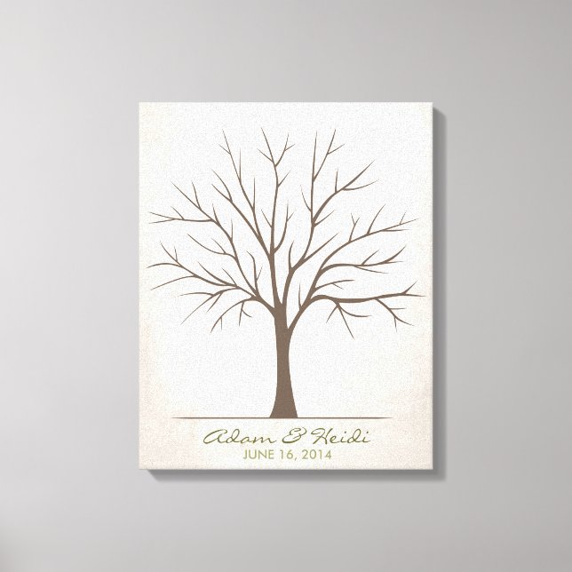 Toile Arbre d'empreintes digitales mariage - Rustique (Recto)