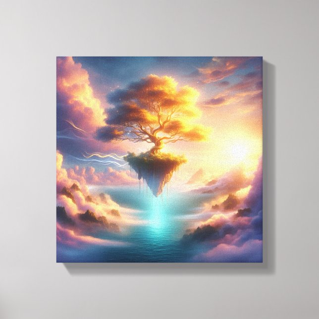 Toile Arbre doré s'élevant au-dessus d'une île flottante (Recto)