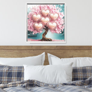 Toile Arbre en fleur de cerisier 3D avec Parties scintil