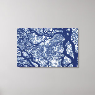 Toile Arbre Magnolia - Effet Cyanotype