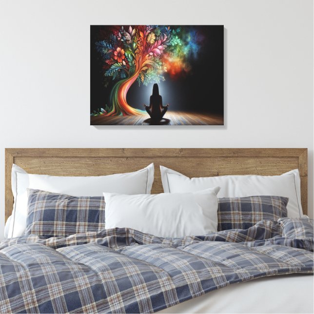 Toile Arbre mystique et méditation : Sérénité et harmoni (Insitu(Chambre))