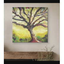 Arbre Oiseau Peinture Paysage Campagne Art Décor