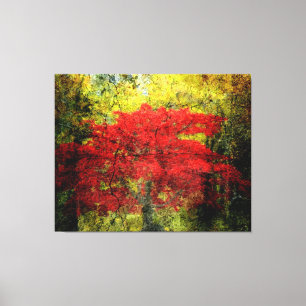 Toile Arbre Rouge Art Abstrait En Automne