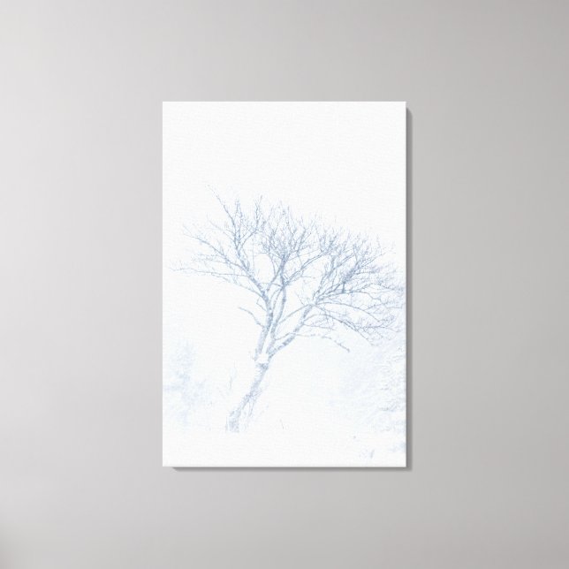 Toile Arbre solitaire pendant la tempête de neige en hiv (Recto)