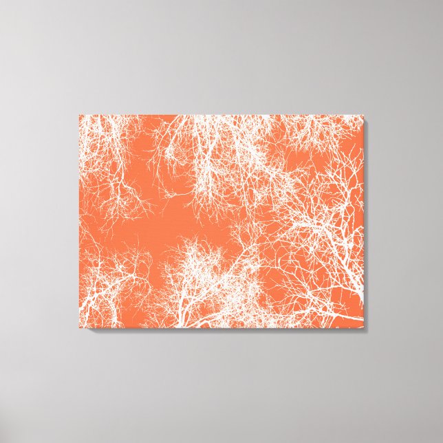 Toile Arbres aux silhouettes orange et blanc (Recto)