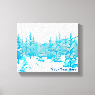 Toile Arbres bleus neigeux