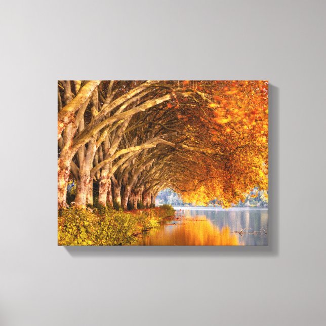 Toile Arbres d'automne sur un lac (Recto)