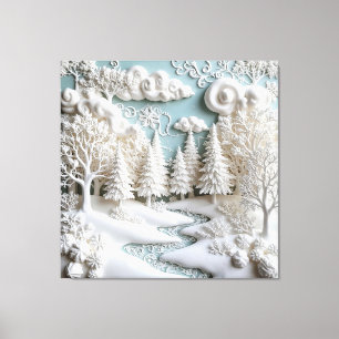 Toile Arbres enneigés et motifs givrés