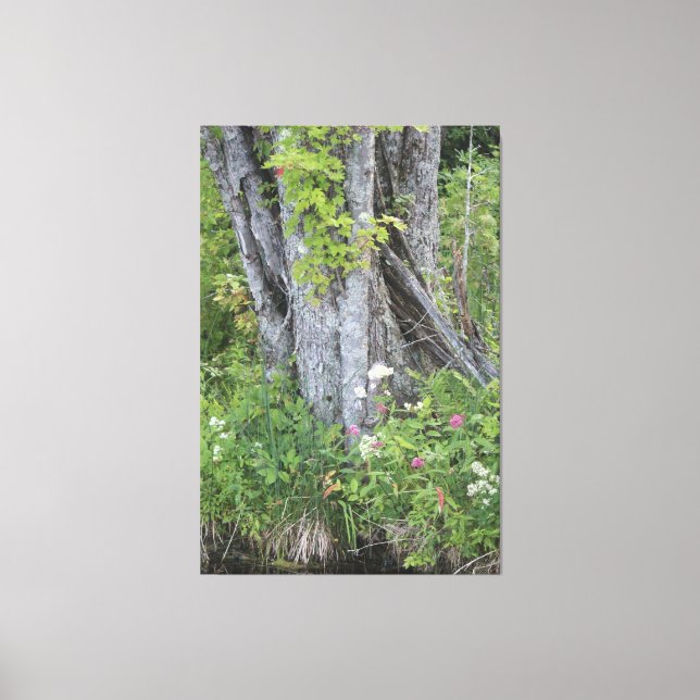 Toile Arbres gris et verts (Recto)