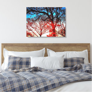 Toile Arbres noirs et blancs en photo d'hiver