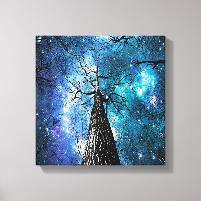 Toile Arbres noirs Violet Espace Turquoise (Recto)