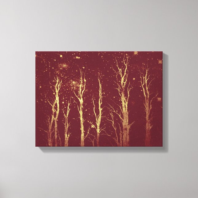 Toile Arbres pointus Rouge profond (Recto)