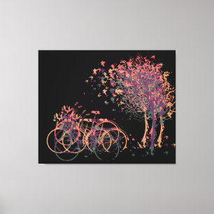 Toile Arbres pourpres Feuilles d'hiver