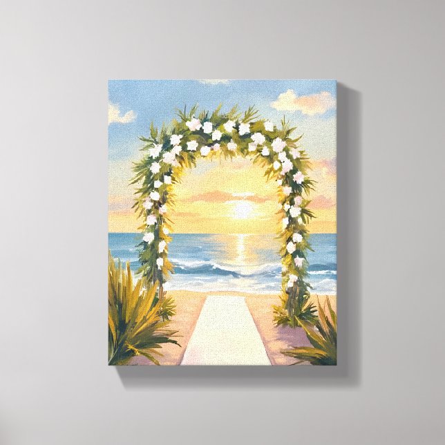 Toile Arc de mariage de plage Fleurs Art aquarelle (Recto)