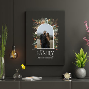 Toile Arc photo de famille aquarelle botanique élégant