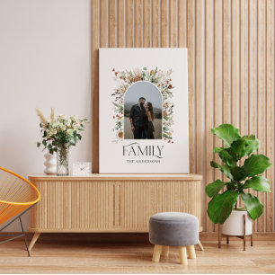Toile Arc photo de famille aquarelle botanique élégante