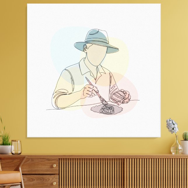 Toile Archéologue une ligne art continu simple (Insitu(Salon))