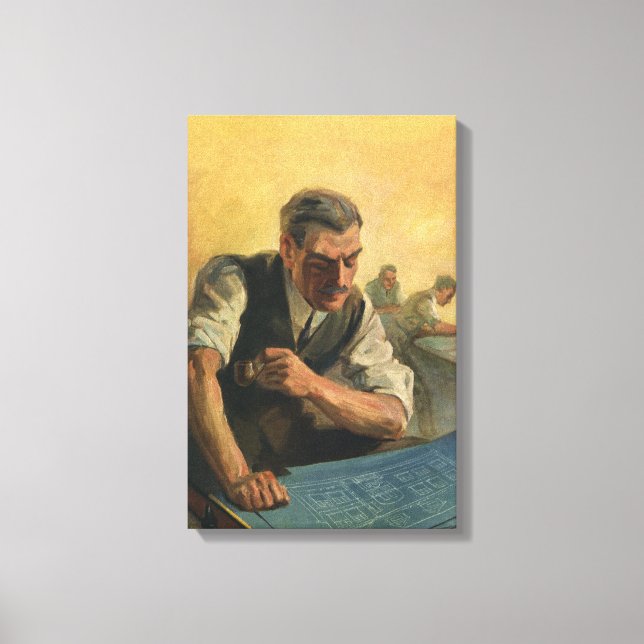Toile Architecte d'entreprise vintage et plans de constr (Recto)
