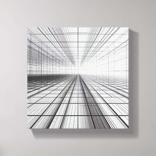 Toile architectural grid perspective, 3D wireframe art,  (Recto)