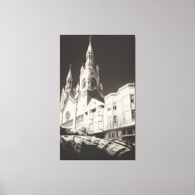 Toile Architecture de l'église en noir et blanc (Recto)
