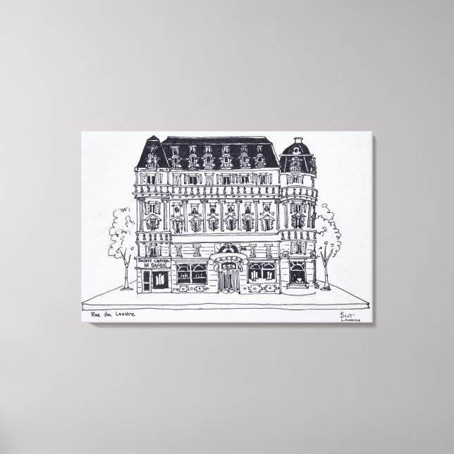 Toile Architecture Haussmannienne | Rue du Louvre, Paris (Recto)