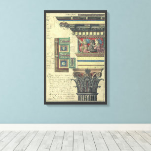Toile Architecture vintage, Colonne avec moulage Cornice