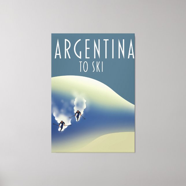 Toile Argentine : affiche de ski de style Vintage (Recto)