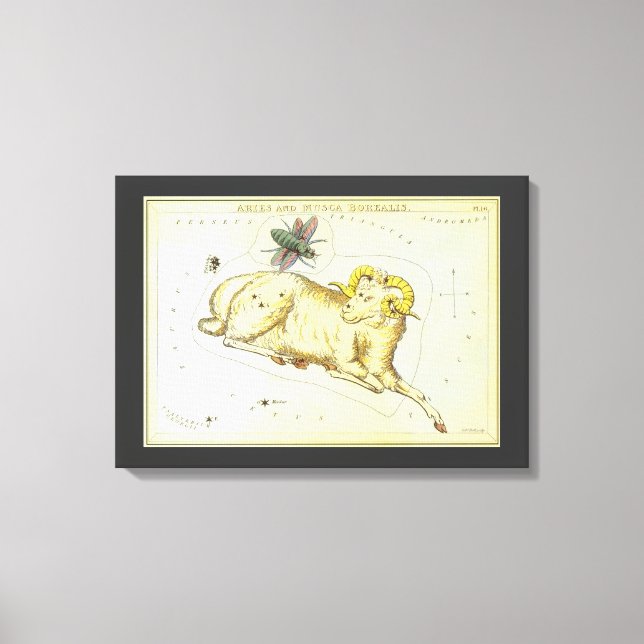 Toile Aries Ram, Constellation Vintage, Miroir d'Uranie (Recto)