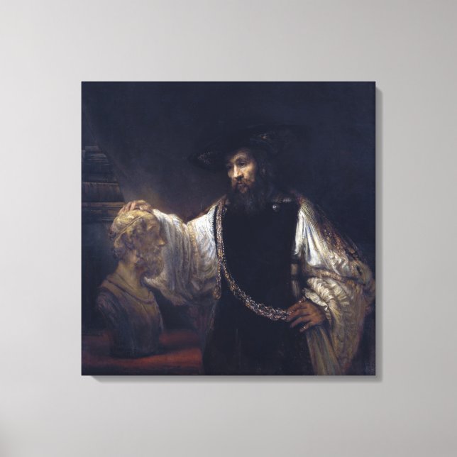 Toile Aristote avec un buste d'Homère par Rembrand (Recto)
