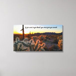 Toile Arizona Sunset Sonoran Desert Cactus avec citation