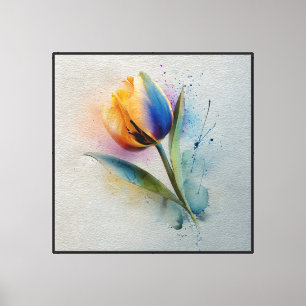 Toile Arlequin Tulipe Éclaboussure Aquarelle Art Abstrai
