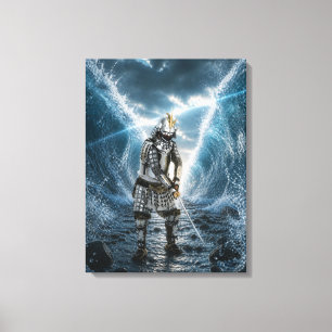Toile Armure de samouraï Oda Nobunaga dans les vagues de