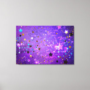Toile Arrière - plan de feuille violet avec étoiles