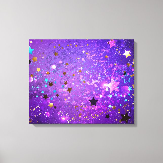 Toile Arrière - plan de feuille violet avec étoiles (Recto)