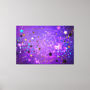 Toile Arrière - plan de feuille violet avec étoiles