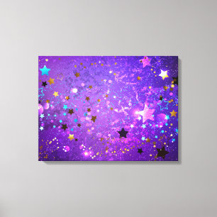 Toile Arrière - plan de feuille violet avec étoiles