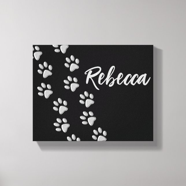 Toile Arrière - plan noir Silver Dog Paws Motif d'impres (Recto)