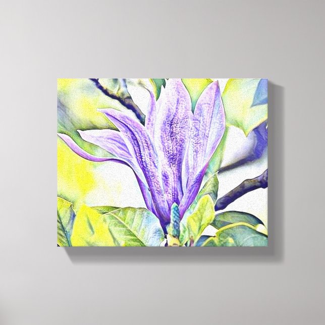 Toile Arrière-plan vert de fleur de magnolia violet (Recto)