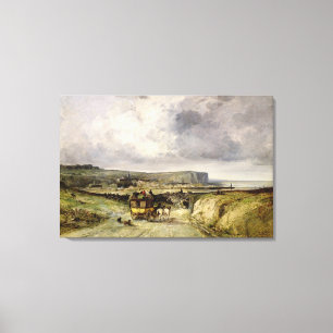 Toile Arrivée d'une diligence chez Treport, 1878